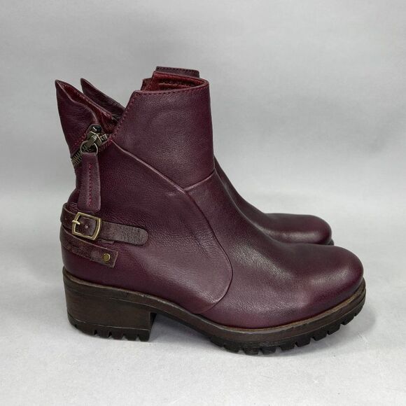 Bueno Fallon Boots Women's Size 5.5 Merlot Leather Buckle Ankle Booties - Picture 1 of 13
